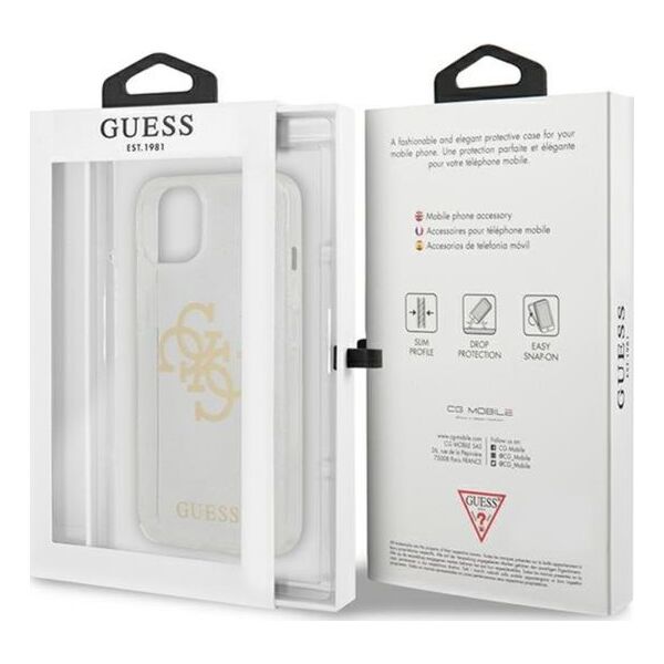 Guess Etui Guess GUHCP13SPCUGL4GTR Apple iPhone 13 mini transparent hard case Glitter 4G Big Logo