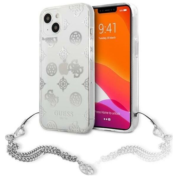 Guess Etui Guess GUHCP13SKSPESI Apple iPhone 13 mini srebrny/silver hardcase Peony Chain Collection