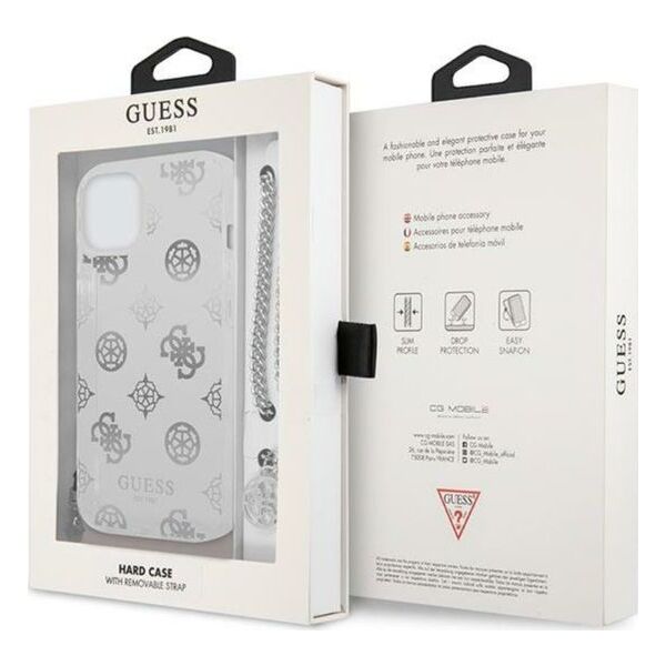 Guess Etui Guess GUHCP13SKSPESI Apple iPhone 13 mini srebrny/silver hardcase Peony Chain Collection