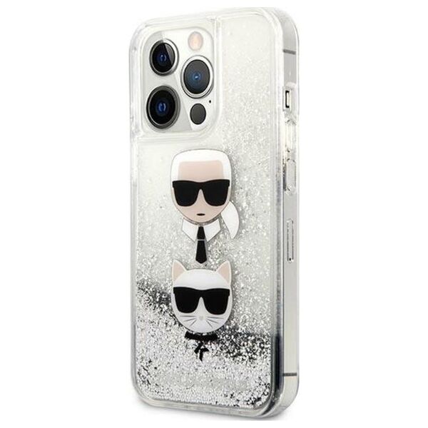Karl Lagerfeld Etui Karl Lagerfeld KLHCP13LKICGLS Apple iPhone 13 Pro srebrny/silver hardcase Liquid Glitter Karl&Choupette Head