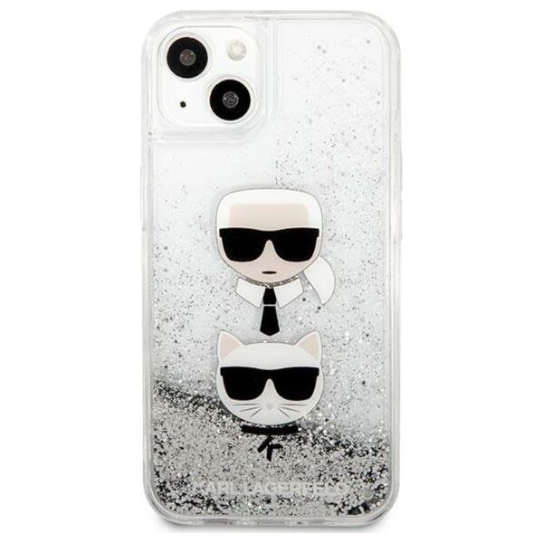 Karl Lagerfeld Etui Karl Lagerfeld KLHCP13SKICGLS Apple iPhone 13 mini srebrny/silver hardcase Liquid Glitter Karl&Choupette Head