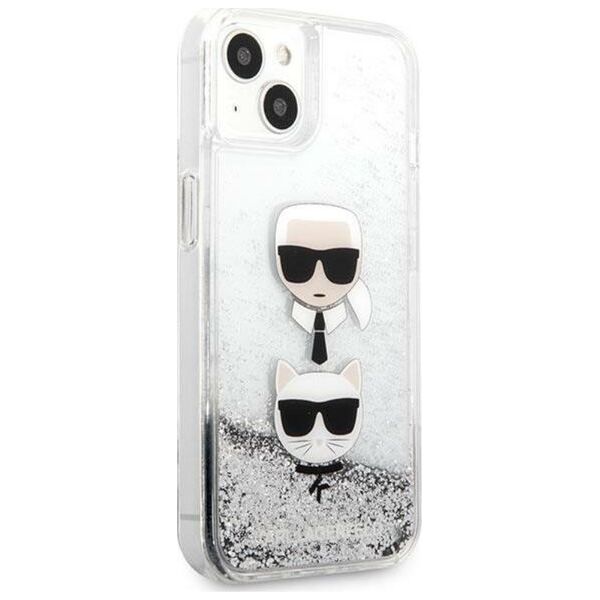 Karl Lagerfeld Etui Karl Lagerfeld KLHCP13SKICGLS Apple iPhone 13 mini srebrny/silver hardcase Liquid Glitter Karl&Choupette Head