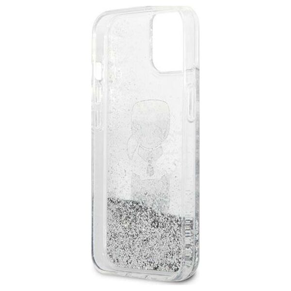 Karl Lagerfeld Etui Karl Lagerfeld KLHCP13SKICGLS Apple iPhone 13 mini srebrny/silver hardcase Liquid Glitter Karl&Choupette Head