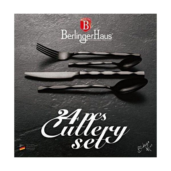 Berlinger Haus Komplet sztućców 24-elementy czarny połysk Berlinger Haus BH-2622