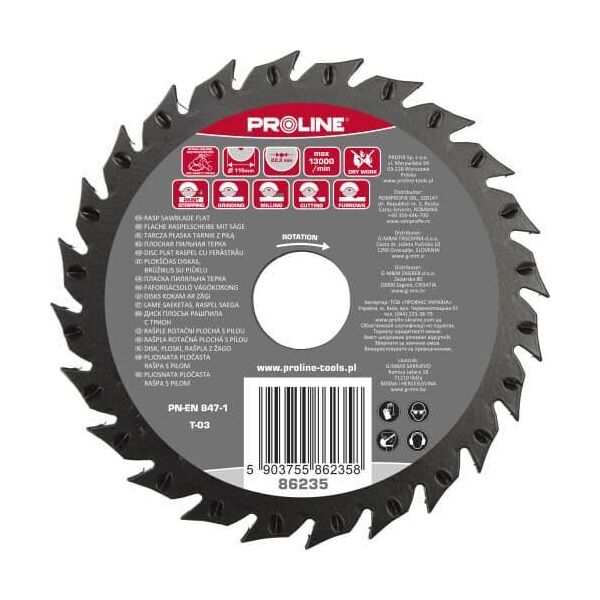 Profix TARCZA PŁASKA TARNIK GRUBE ZĘBY Z PIŁĄ 230MM PROLINE