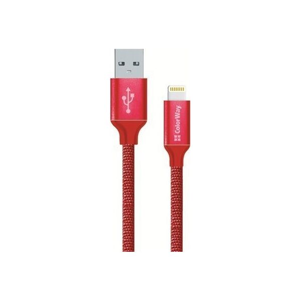 Kabel USB ColorWay USB-A - Lightning 1 m Czerwony (CW-CBUL004-RD)
