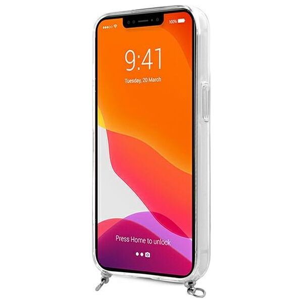 Guess Guess GUHCP13SKC4GBSI iPhone 13 mini 5,4" Transparent hardcase 4G Grey Strap Silver Chain