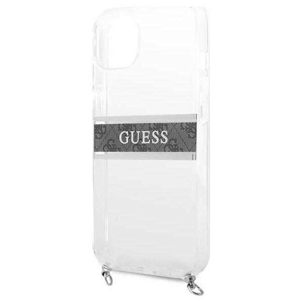 Guess Guess GUHCP13SKC4GBSI iPhone 13 mini 5,4" Transparent hardcase 4G Grey Strap Silver Chain