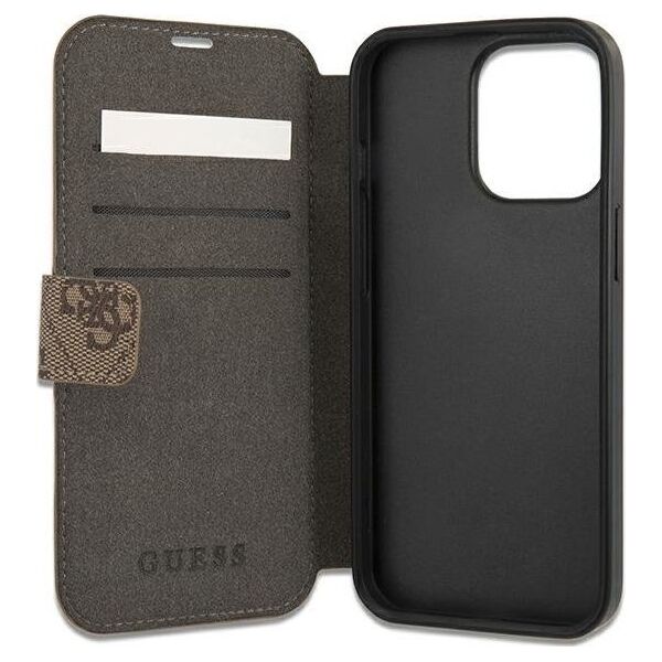 Guess Guess GUBKP13X4GMGBR iPhone 13 Pro Max 6,7" brązowy/brown book 4G Big Metal Logo