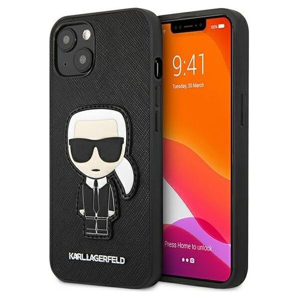 Karl Lagerfeld Karl Lagerfeld KLHCP13SOKPK iPhone 13 mini 5,4" czarny/black hardcase Saffiano Ikonik Karl`s Patch