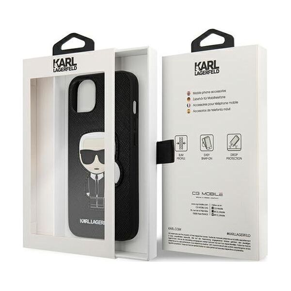 Karl Lagerfeld Karl Lagerfeld KLHCP13SOKPK iPhone 13 mini 5,4" czarny/black hardcase Saffiano Ikonik Karl`s Patch