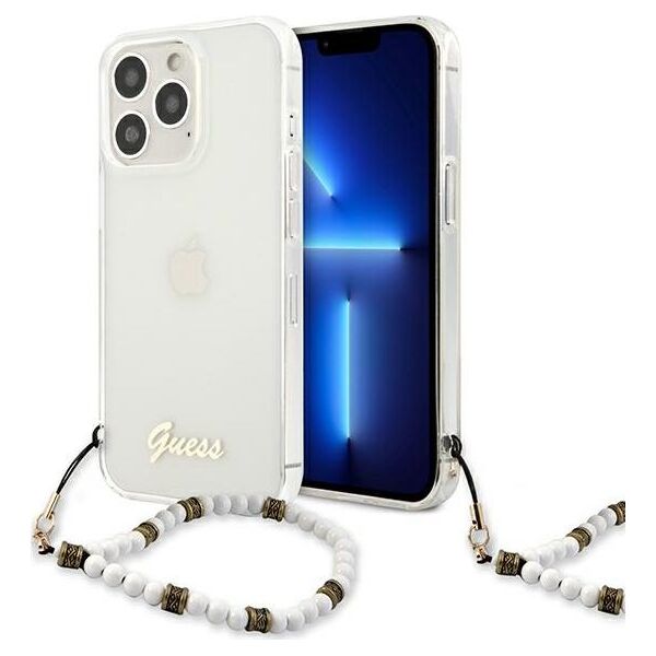 Guess Guess GUHCP13LKPSWH iPhone 13 Pro / 13 6,1" Transparent hardcase White Pearl