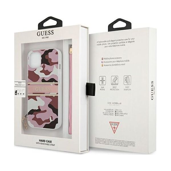 Guess Guess GUHCP13MKCABPI iPhone 13 6,1" różowy/pink hardcase Camo Strap Collection