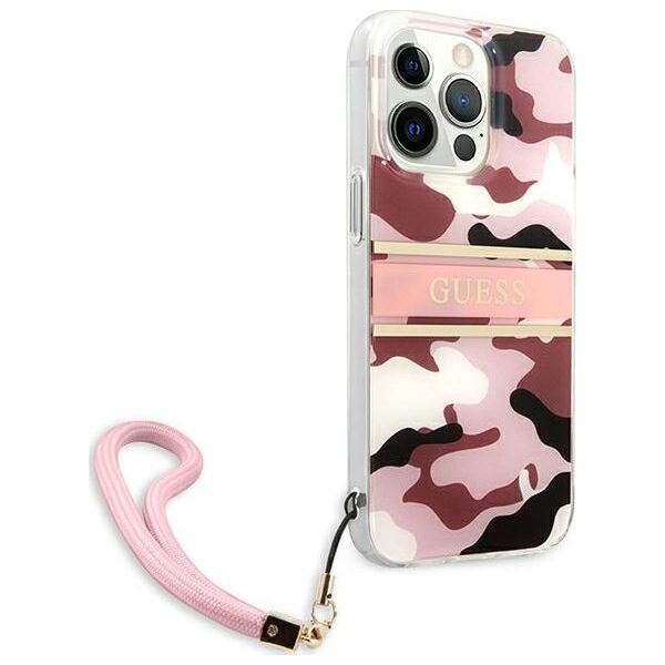 Guess Guess GUHCP13LKCABPI iPhone 13 Pro / 13 6,1" różowy/pink hardcase Camo Strap Collection