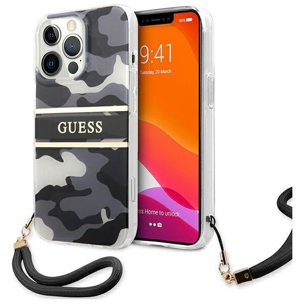 Guess Guess GUHCP13LKCABBK iPhone 13 Pro / 13 6,1" czarny/black hardcase Camo Strap Collection