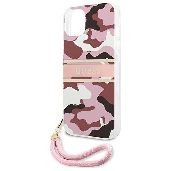 Guess Guess GUHCP13SKCABPI iPhone 13 mini 5,4" różowy/pink hardcase Camo Strap Collection