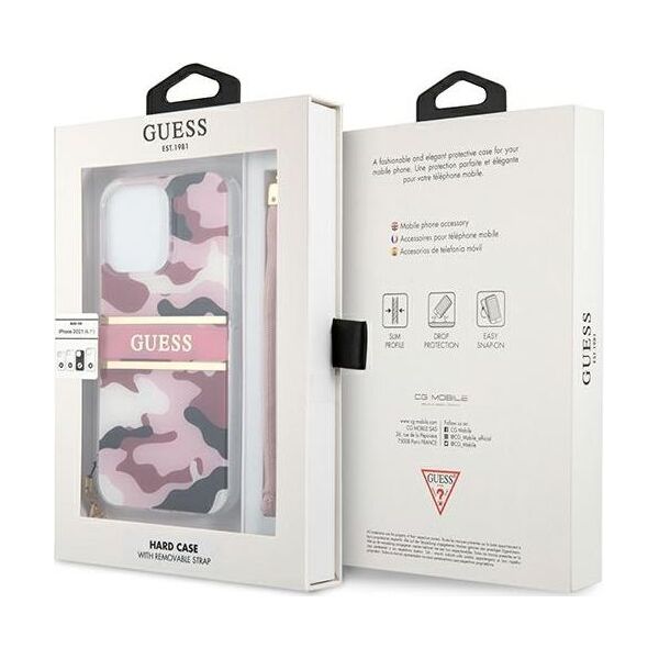 Guess Guess GUHCP13XKCABPI iPhone 13 Pro Max 6,7" różowy/pink hardcase Camo Strap Collection