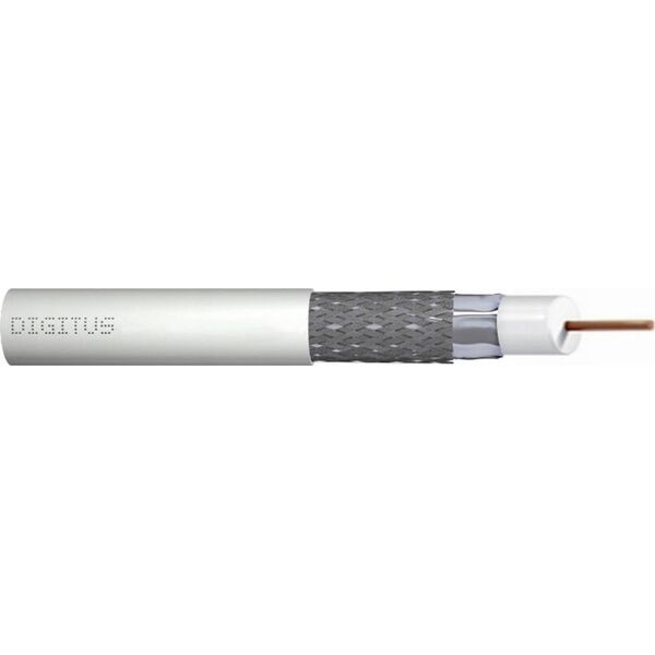 Digitus DIGITUS Coaxial cable RG-6 75 Ohm shielded foil + braid 77 percent Eca PVC 500m white reel