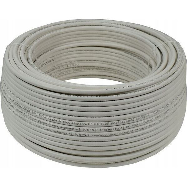 Digitus DIGITUS Coaxial cable RG-6 75 Ohm shielded foil + braid 77 percent Eca PVC 500m white reel