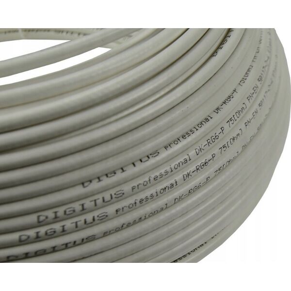 Digitus DIGITUS Coaxial cable RG-6 75 Ohm shielded foil + braid 77 percent Eca PVC 500m white reel