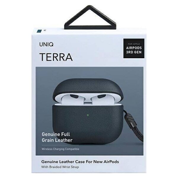 Uniq Etui ochronne  Genuine Leather Terra do AirPods 3 granatowe