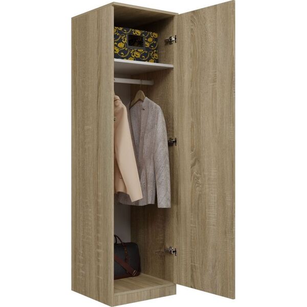 Topeshop SZAFA GARDEROBA DRZWI PÓŁKI SD-50 DĄB SONOMA