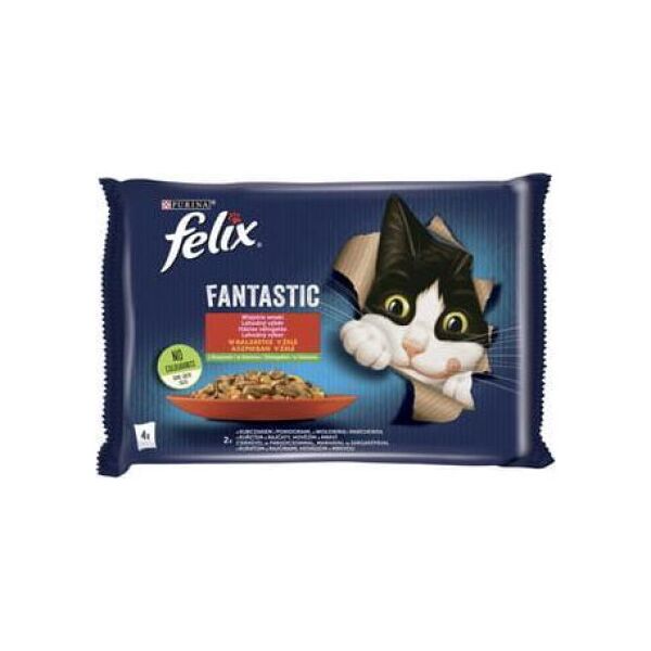 Nestle FELIX sasz.4x85g FANTASTIC WIEJSKIE SMAKI Z WARZYWAMI w galaretce /12