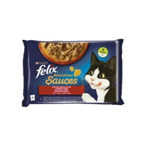 Nestle FELIX sasz.4x85g SENSATIONS SAUCES WIEJSKIE SMAKI w sosie /12