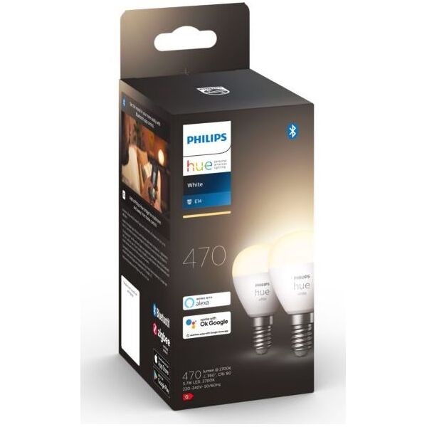 Philips Hue Żarówka E14 5.7W W BT kulka 2-pak