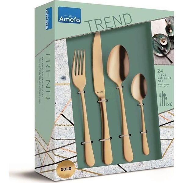 Amefa Zestaw sztućców Amefa 1410 Trend 24 sztuki komplet dla 6 osób złoto