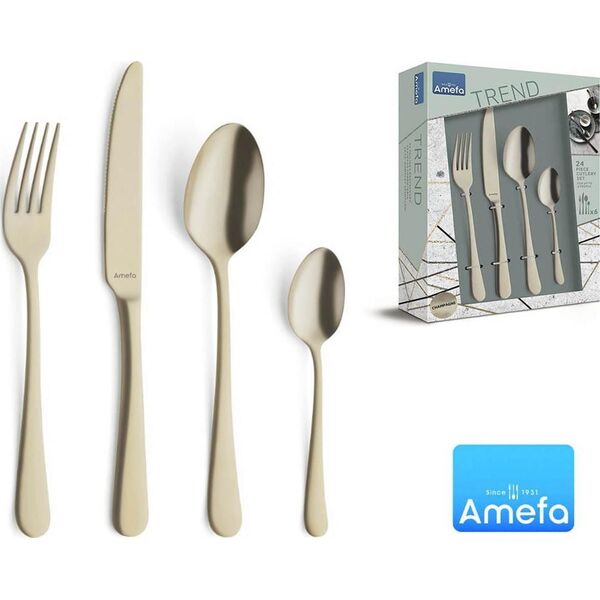Amefa Zestaw sztućców Amefa 1410 Trend 24 sztuki komplet dla 6 osób złoto szampańskie
