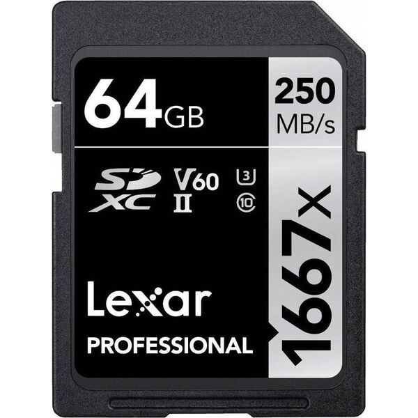 Karta Lexar Professional 1667x SDXC 64 GB Class 10 UHS-II/U3 V60 (LSD64GCB1667)