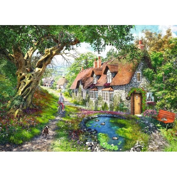 Ravensburger Puzzle 2D 1000 elementów Droga wśród wzgórza kwiatów