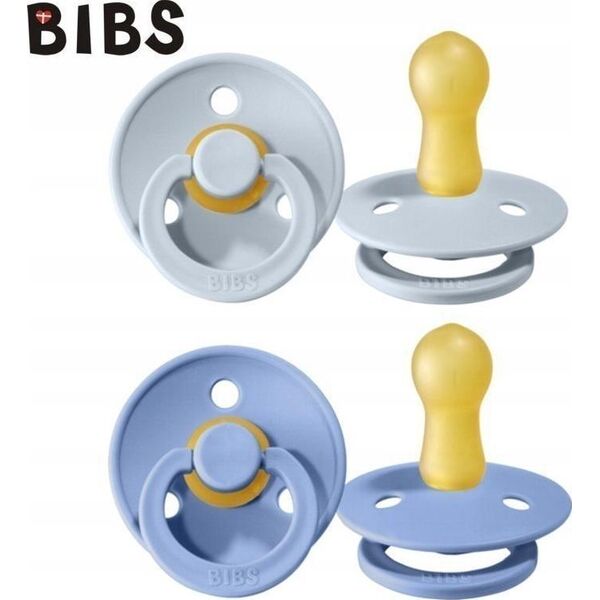 Bibs COLOUR 2-PACK SKY BLUE & BABY BLUE M Smoczekuspokajający, kauczuk Hevea