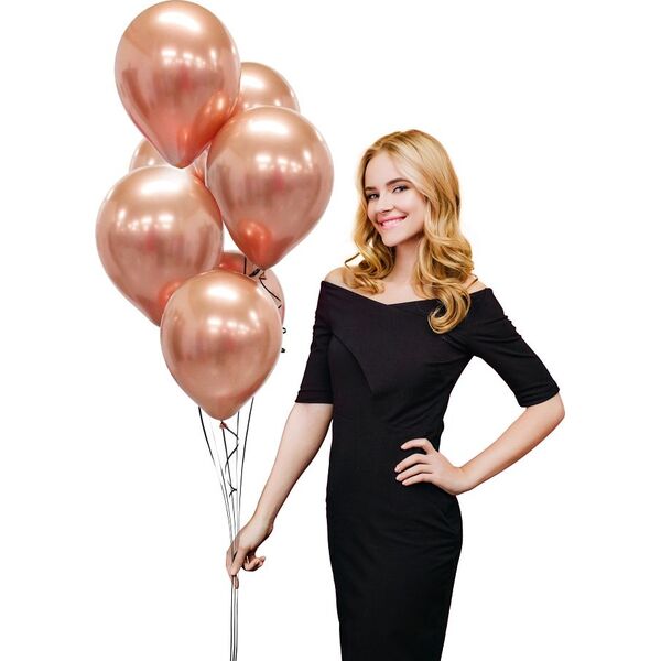 GoDan Balony chromowane Różowo-Złote, B&C, 30 cm, 50 szt.