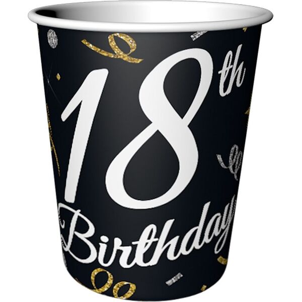 GoDan Kubeczki papierowe B&C 18 Birthday, 6 szt.