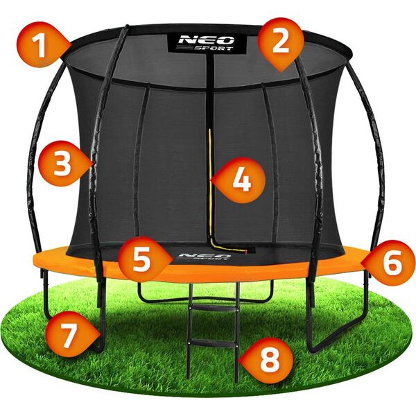Trampolina ogrodowa Neo-Sport NS-08C201 z siatką wewnętrzną 8.5 FT 252 cm