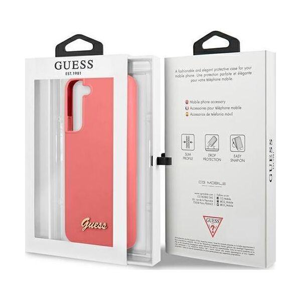 Guess Etui Guess GUHCS22MLSLMGFU Samsung Galaxy S22+ Plus fuksja/fuchsia hardcase Silicone Script Metal Logo