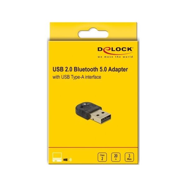 Adapter bluetooth Delock Bluetooth Stick USB2.0 V5.0 Class 2 DeLOCK Tiny Black