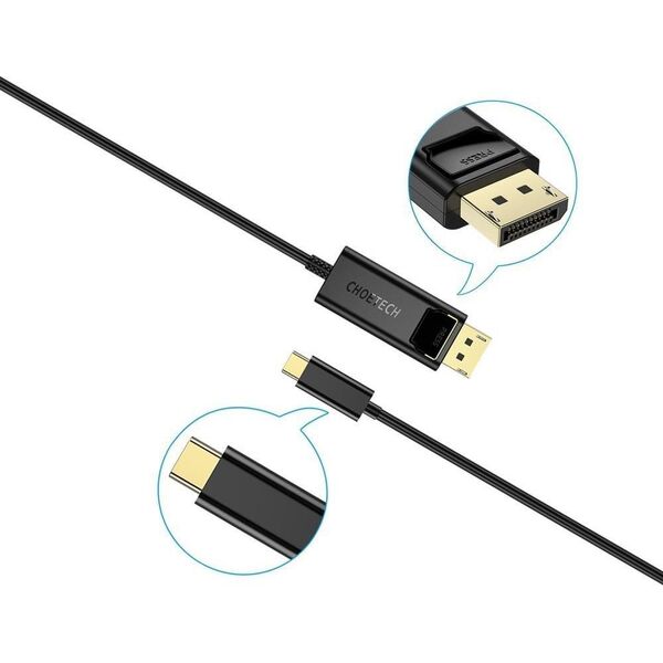 Kabel USB Choetech USB-C - DisplayPort 1.8 m Czarny (6971824971569)