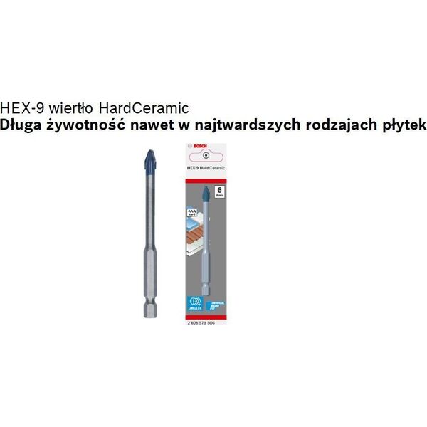 Wiertło Bosch BOSCH WIERTŁO HEX-9 HARD CERAMIC 10 x 90 B2608579509