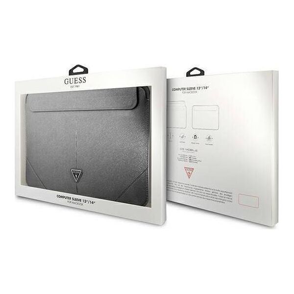 Etui na tablet Guess Guess Sleeve GUCS14PSATLG 13/14" srebrny /silver Saffiano Triangle Logo