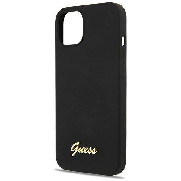Guess Guess GUHMP13MLSLMGBK iPhone 13 6,1" black/czarny hardcase Silicone Script Gold Logo