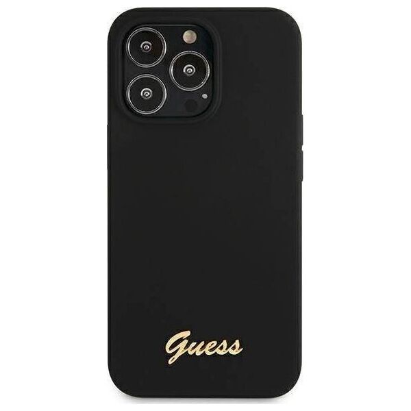 Guess Guess GUHMP13XLSLMGBK iPhone 13 Pro Max 6,7" black/czarny hardcase Silicone Script Gold Logo