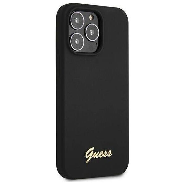 Guess Guess GUHMP13XLSLMGBK iPhone 13 Pro Max 6,7" black/czarny hardcase Silicone Script Gold Logo