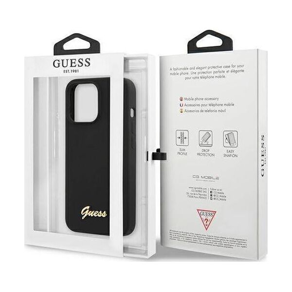Guess Guess GUHMP13XLSLMGBK iPhone 13 Pro Max 6,7" black/czarny hardcase Silicone Script Gold Logo