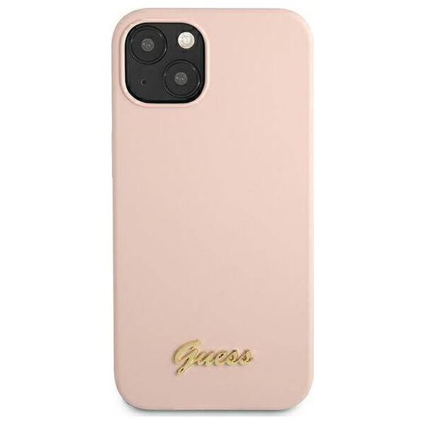 Guess Guess GUHMP13MLSLMGLP iPhone 13 6,1" jasnoróżowy/light pink hardcase Silicone Script Gold Logo Magsafe