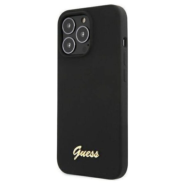 Guess Guess GUHMP13LLSLMGBK iPhone 13 Pro / 13 6,1" black/czarny hardcase Silicone Script Gold Logo