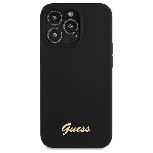 Guess Guess GUHMP13LLSLMGBK iPhone 13 Pro / 13 6,1" black/czarny hardcase Silicone Script Gold Logo