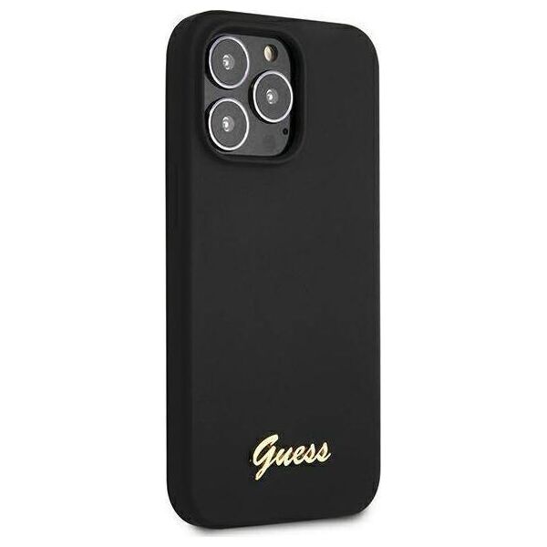 Guess Guess GUHMP13LLSLMGBK iPhone 13 Pro / 13 6,1" black/czarny hardcase Silicone Script Gold Logo